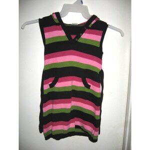 Gymboree Girls‎ Pink Green Navy Blue Striped Sleeveless Hoodie Sweater Dress 5